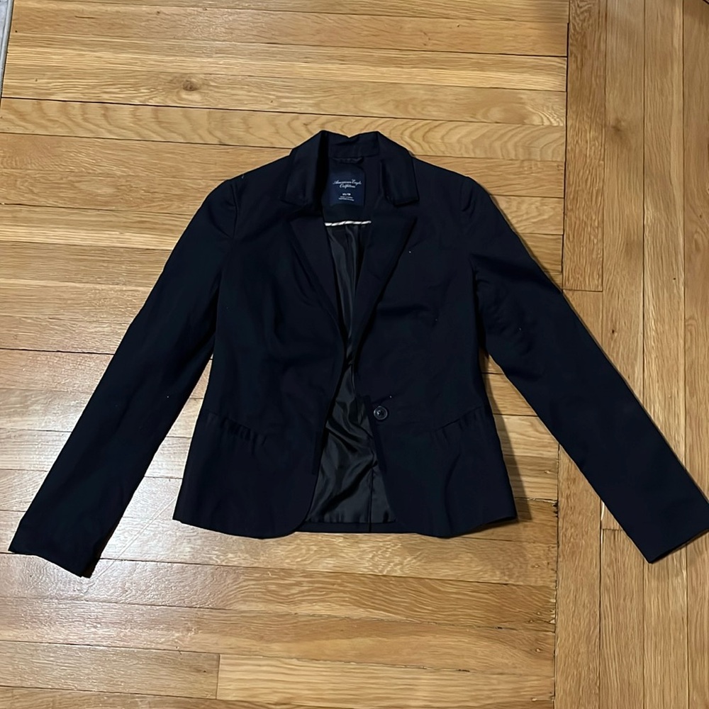 Black Blazer With Patterned Liner - image 1